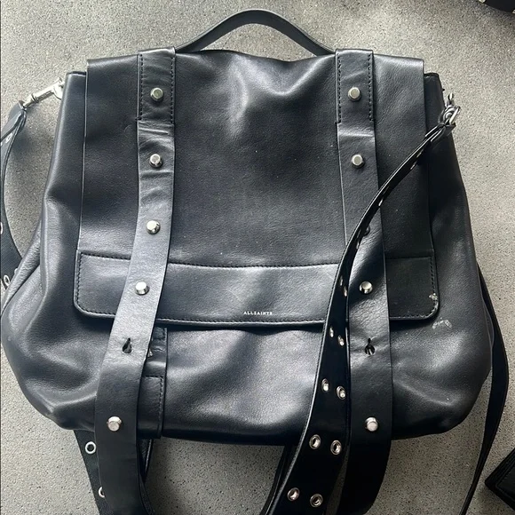 All Saints Gray Leather top handle, backpack  and crossbody Studded All Saints | Bags | All Saints Black Leather Studded Sid  main image 2